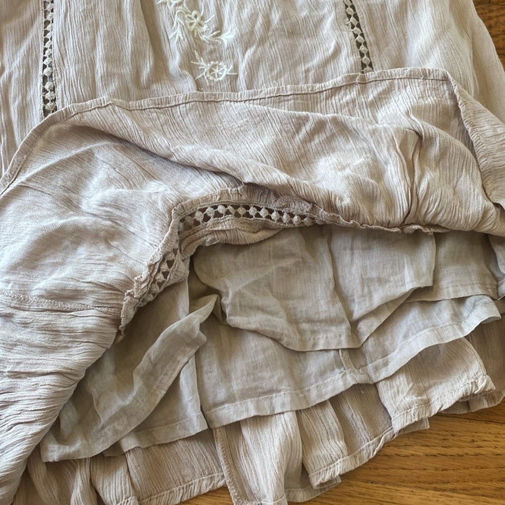 NWT Jessica Simpson Beige Sundress Tie Shoulder Bohemian Embroidered Dress Sz M - Picture 9 of 14